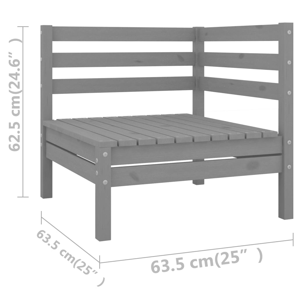 7-tlg. Garten-Lounge-Set Grau Kiefer Massivholz